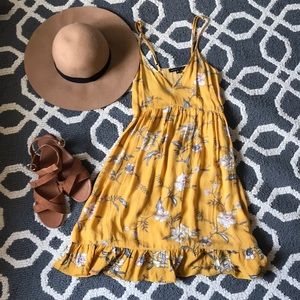 Yellow floral summer dress